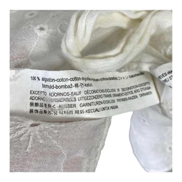 ZARA White Eyelet Cutout Long Sleeve True Wrap Top Shirt Size Small - Picture 9 of 10